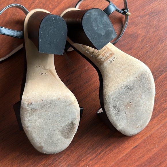 Gucci Black Horsebit Platform Heeled Sandals 35.5 - Picture 2 of 5